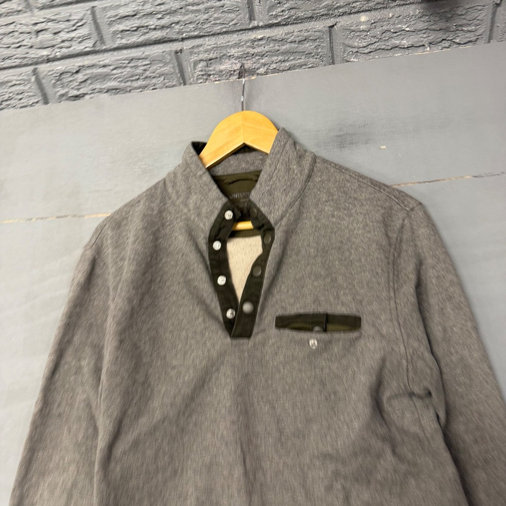 UNTUCKit Mens Heather Grey Quarter Snap Pullover Mock Neck Long Sleeve Medium